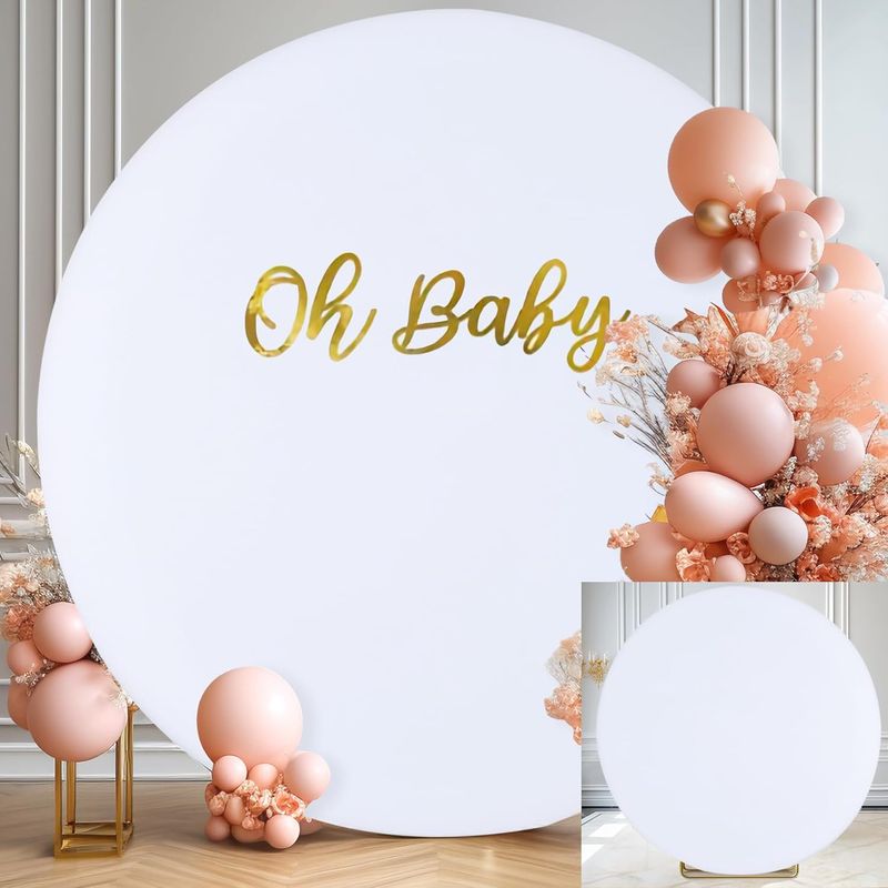 Gallety 7.2 FT White Round Backdrop Cover for 5 to 7.2ft Circle Arch Stand