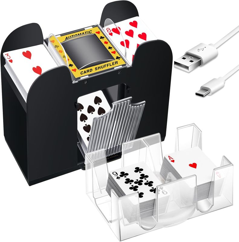 Aoriher 6 Decks Electric Automatic Card Shuffler with Revolving Canasta Playing