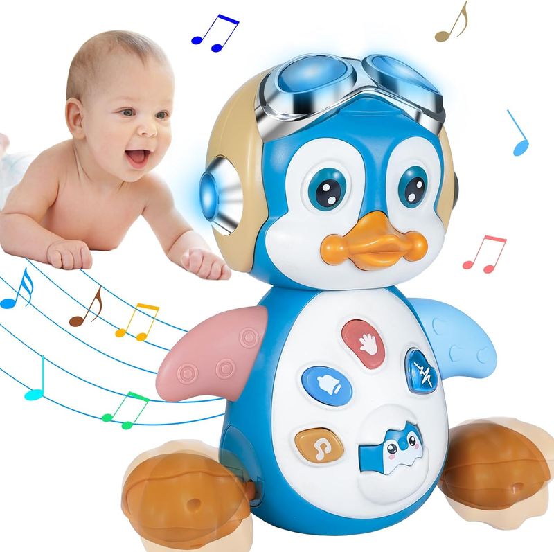 HAPTIME Penguin Toys for 1 Year Old Boy Girl, Tummy Time Toy