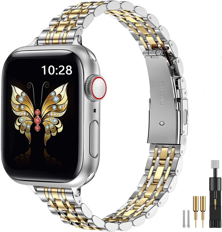MioHHR Slim Metal Band Compatible with Apple Watch Band 42mm(Series 10) 41mm