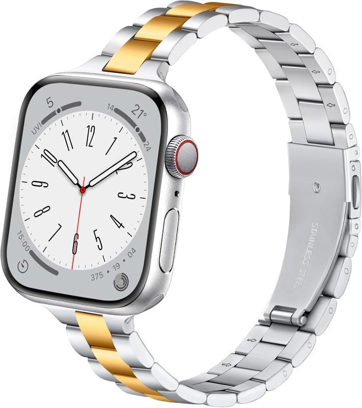 Lenrao Compatible iWatch Bands 40mm Womens,Metal Silver Gold for Apple Watch
