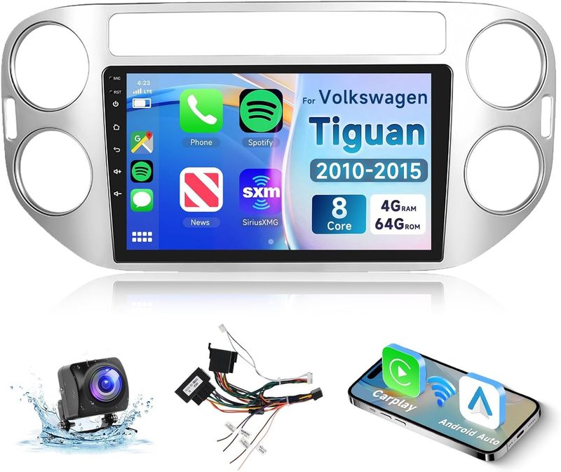 8 CORE 4G+64G Car Radio for Volkswagen Tiguan 2010-2015 with Wireless