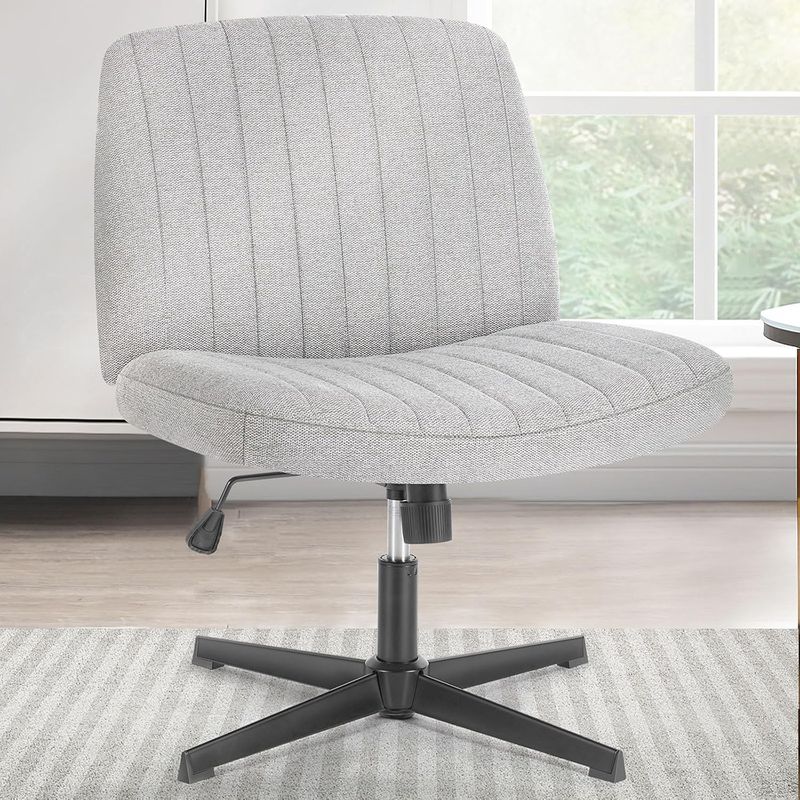 Sweetcrispy Criss Cross Chair Legged, Armless Office Wide Desk Chair No Wheels,