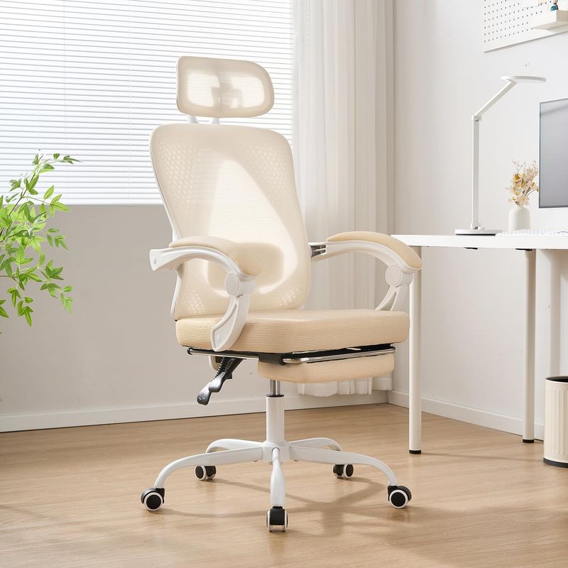 Ergonomic Office Chair with Retractable Footrest, 400LBS Capacity,Synchronized