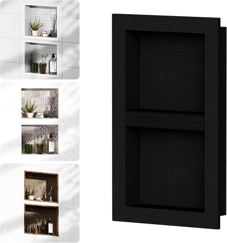 Homevacious 16 inch x 26 inch XPS Shower Niche Ready for Tile Double Waterproof Shelf