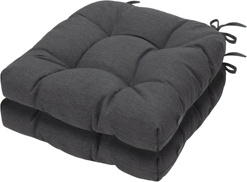 Magpie Fabrics 19 inchx19 inch Tufted Seat Cushion, 2 Pack, Dark Gray