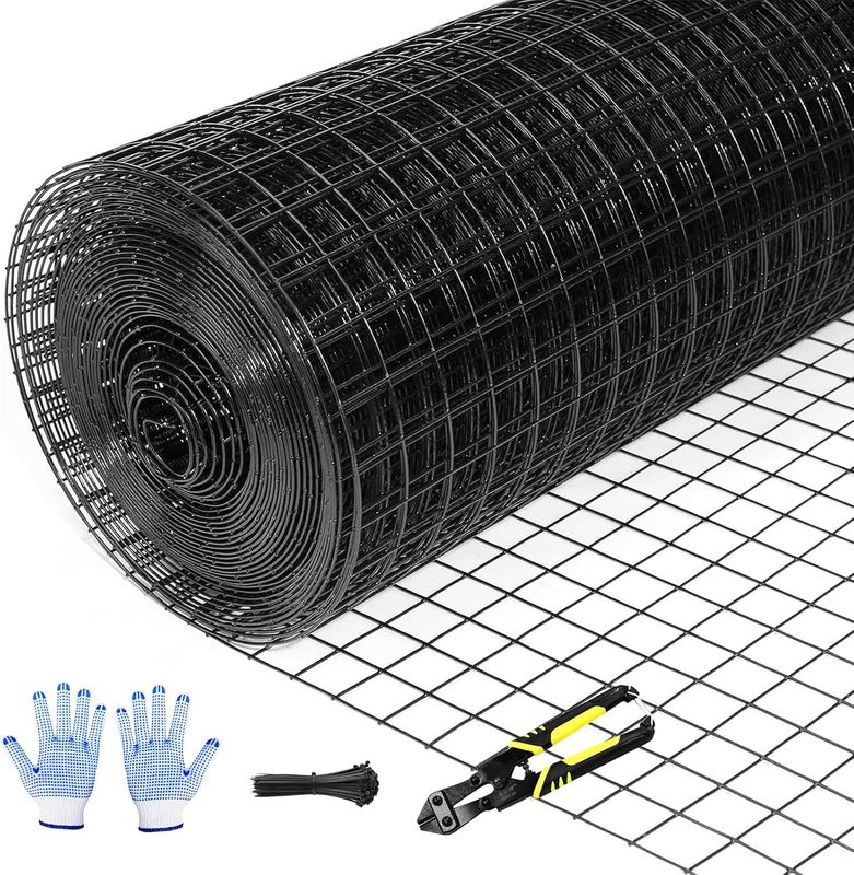 Tongmo 48 inch x 100' Black Hardware Cloth, 1 inch Mesh Chicken Wire Fence