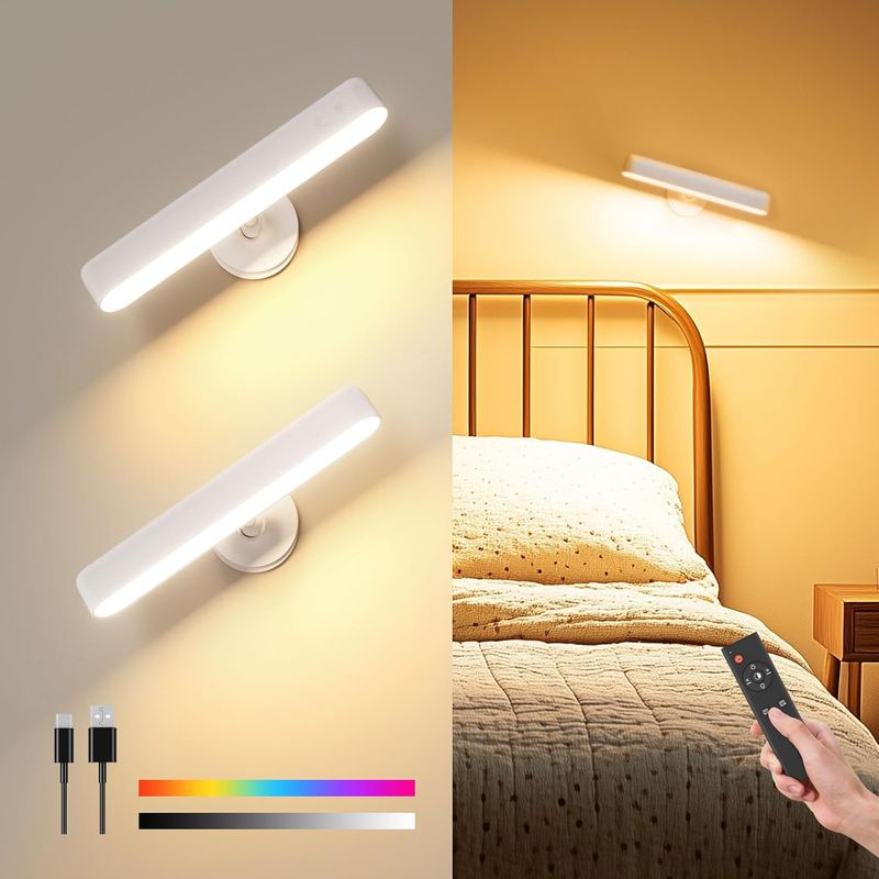 Wall Sconces Rechargeable 7500mAh Battery Operated Wall Lights Cordless LED Wall