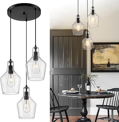 Emliviar DYE286G2-3 BK 3-Light Black Pendant Light Fixture