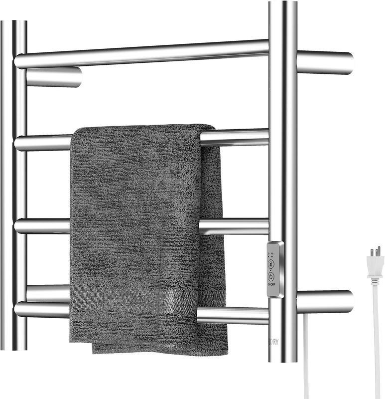 R FLORY 4 Bars Towel Warmer for Bathroom, Wall Mounted Electric Heated Towel