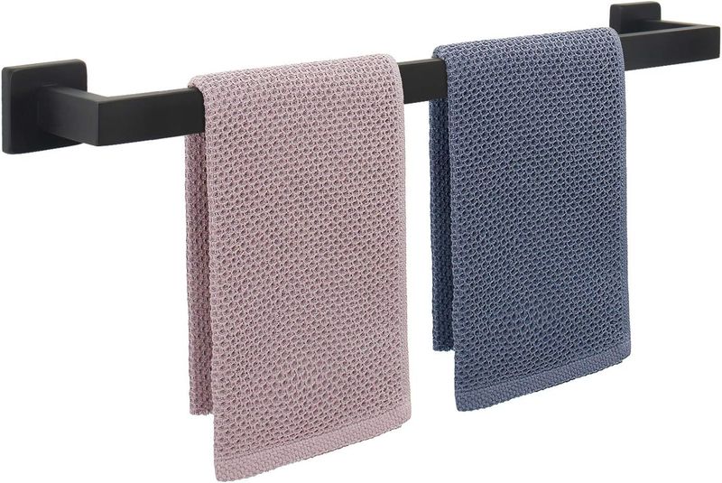 NearMoon Towel Bar, Stainless Steel Square, Matte Black, 27in