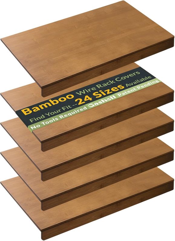 Gashell Wire Bamboo Shelf Covers, Go On Wire Racks; 4pcs, W28 inchxD16 inch