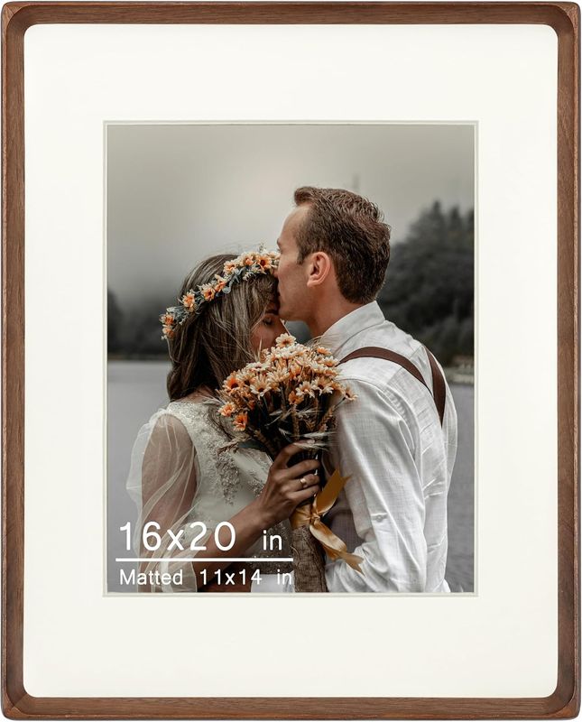VAUWINEK 16x20 Picture Frame, Display Photos 11x14 with Mat or 16x20 without