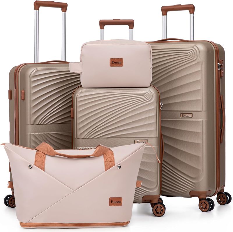 Eeeza Luggage Sets 5pc, Suitcases w/Wheels, 20/24/28 inch ScuffMarks; MISSING: SmBag