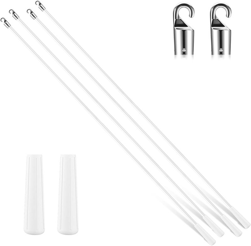Bokon 4 Pcs Blinds Wand Replacement with Hook and Handle White Fiberglass Long