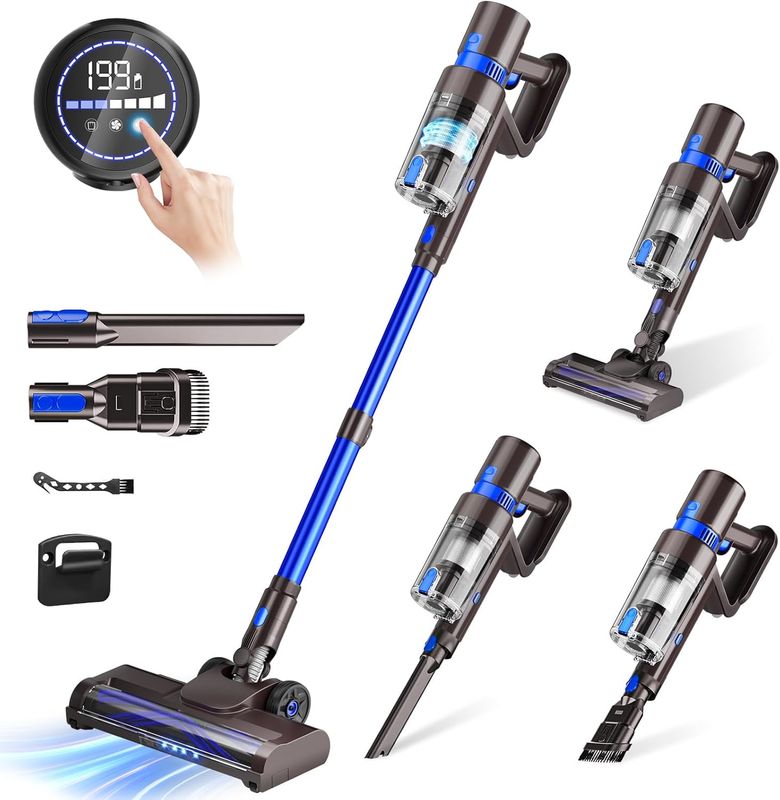 KCLASO Cordless Vacuum Cleaner, 550W 45KPA 50Min Vacuum Cleaners for Home,
