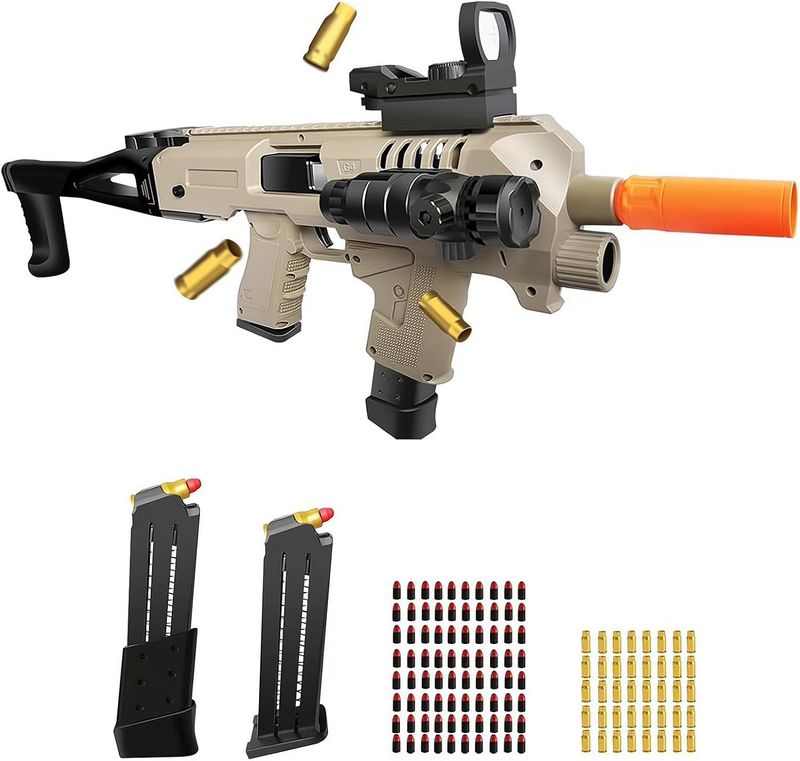 Bugrtey Two Modes Toy Gun Shell Ejecting Rifle with 80 Soft Bullets 40 Shells 2