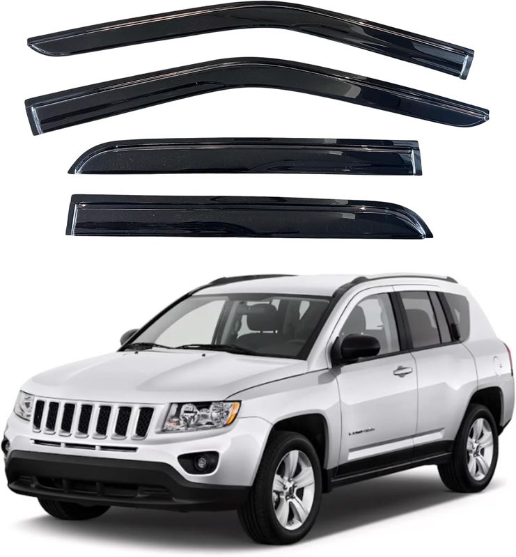 KPY Window Visor Compatible with Jeep Compass 2007-2016, 4PC Rain Guard Side