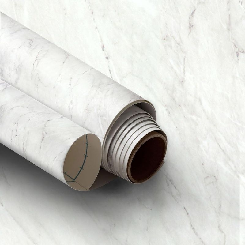 Stone Marble White Vein Matte Peel and Stick Wallpaper (24 inch x 118 inch, 2 Pack, USED