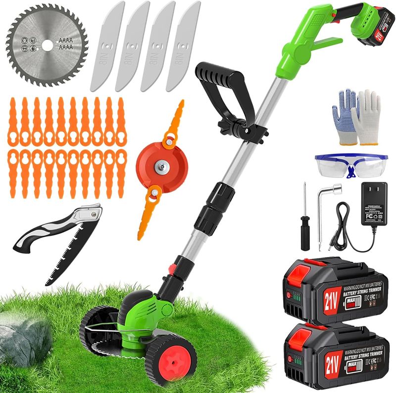 Electric Cordless Weed Wacker Eater Battery Powered,21V/4.0Ah Lightweight