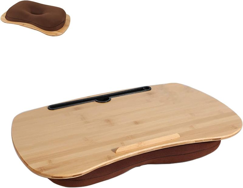 SUMISKY Lap Desk-Portable Laptop Table with Cushion Bamboo Platform Phone Holder