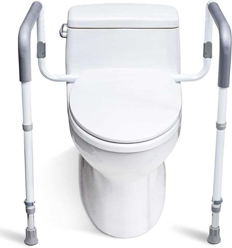 WeHwupe Toilet Safety Rails for Elderly Adults - Adjustable Bathroom Toilet