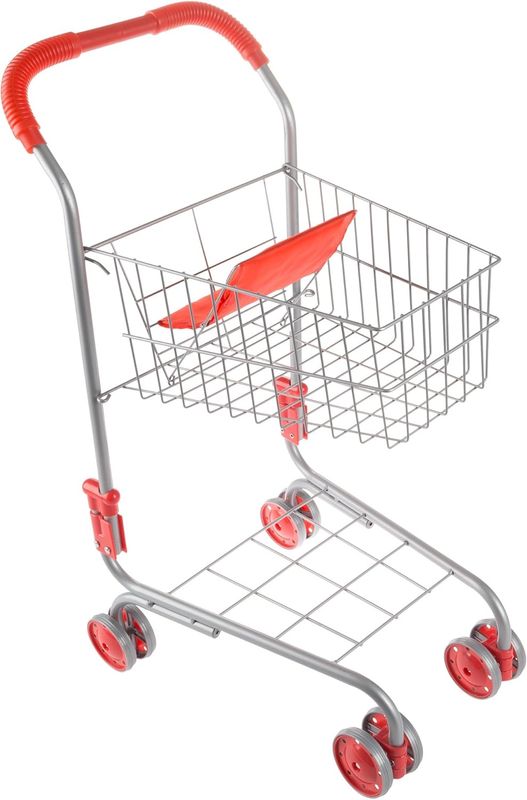 Pretend Play Shopping Cart- Toy Grocery Cart with Pivoting Front Wheels and