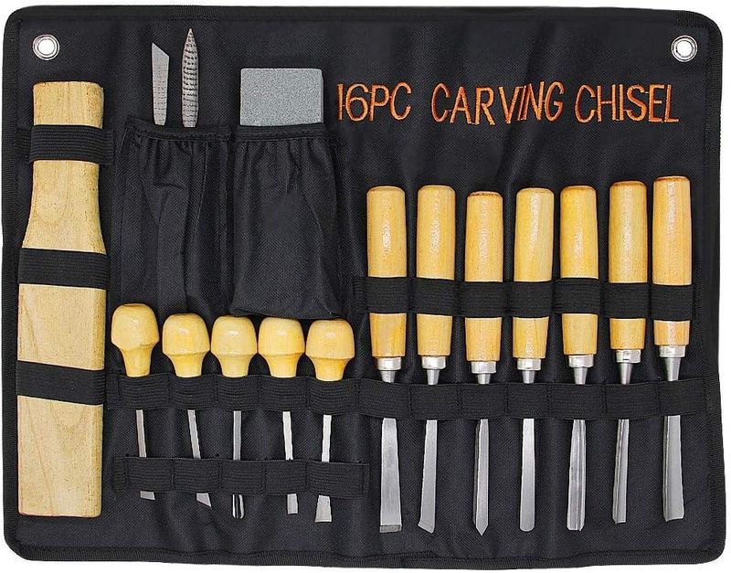 Lulu Home Wood Carving Tools, 16PCS Professional Carving Knife Tool Set