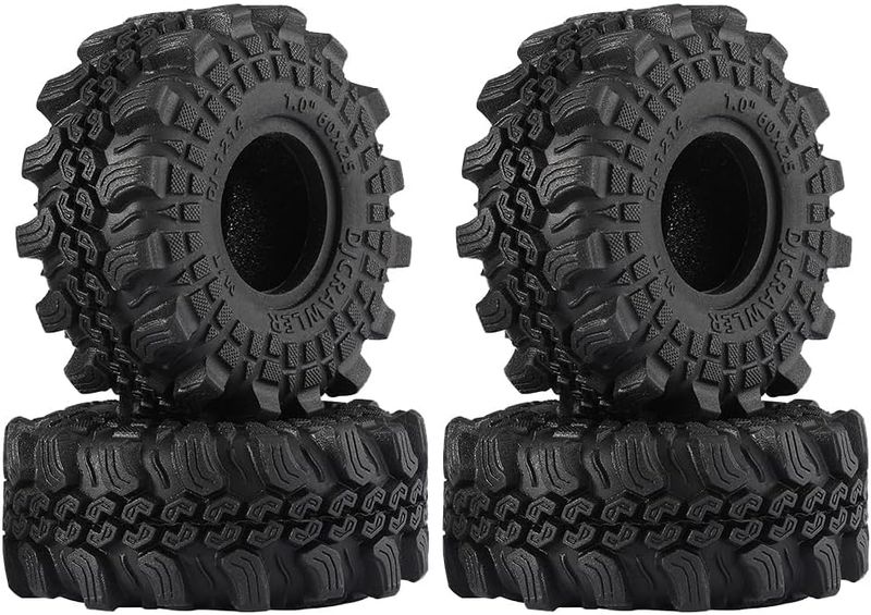 DJCRAWLER 1.0 inch Super Soft Sticky Tires 60x 25 mm for SCX24 TRX4M 1/18 1/24