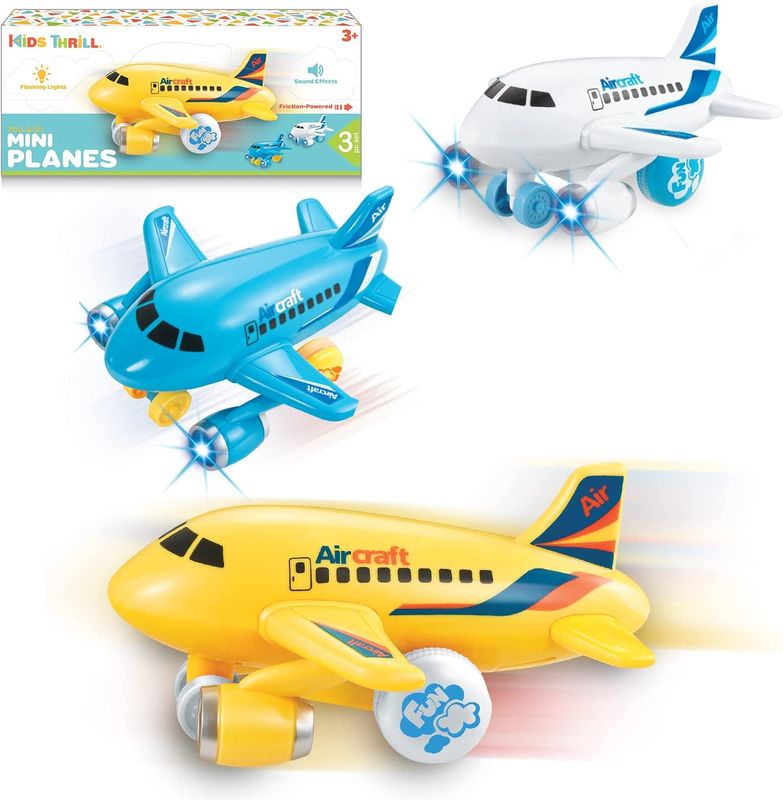 KIDSTHRILL Kids Airplane Toy for Boys & Girls. Set of Three Toy Airplanes