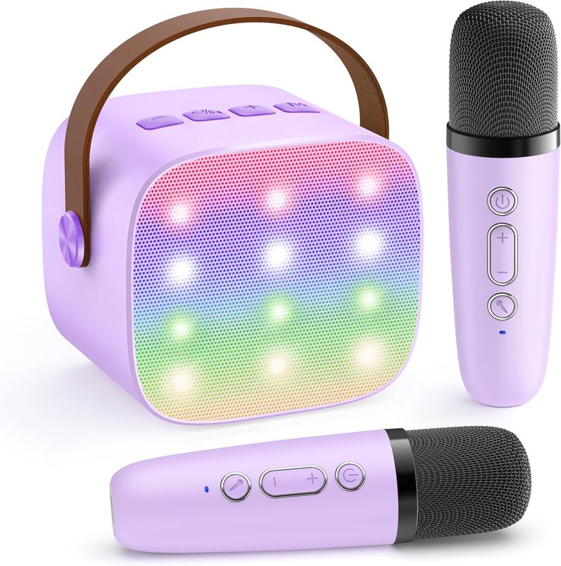 YLL Karaoke Machine for Kids, Portable Mini Speaker with 2 Wireless Microphones