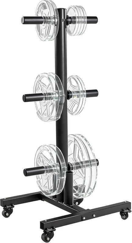 Fitvids 2-Inch Olympic Weight Plate Tree, Square w/Wheels, Black