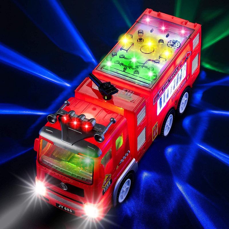 Zetz Brands Fire Truck Toy for Boys, Girls, Kids, w/ 4D LED Lights, Toddlers