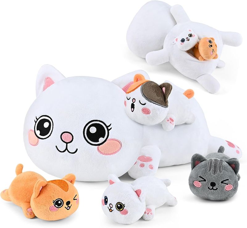 KMUYSL Cat Stuffed Animals Toys for Ages 0 1 2 3 4 5 6 7 8+ Years Old Kids