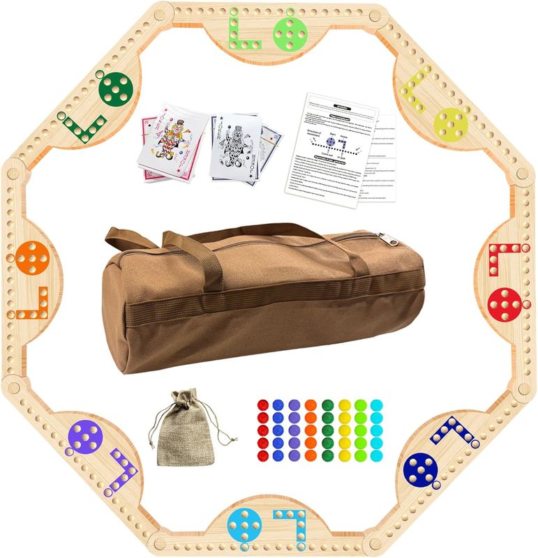 Solid Wood Marbles and Jokers Board Game: Versatile Family Entertainment for 2-8