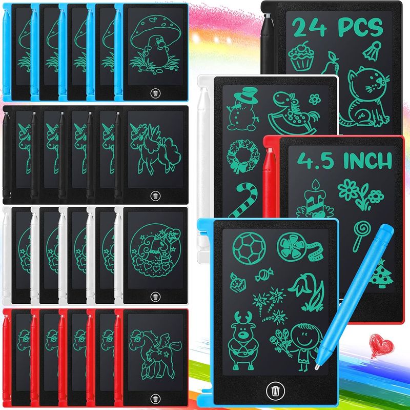 Zhehao 24 Pack LCD Mini Writing Tablet for Kids 4.5 Inch Doodle Board Bulk