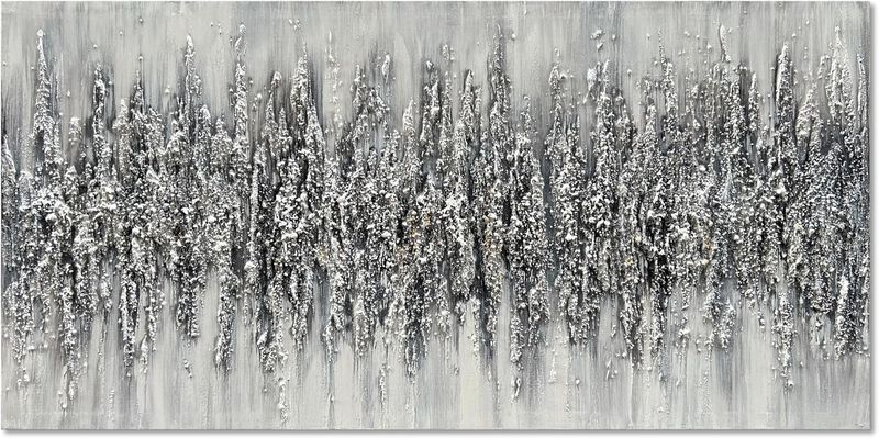 Limiyer Art 24x48 Inch Minimalist Art Painting Hand-Painted Black and White Wall