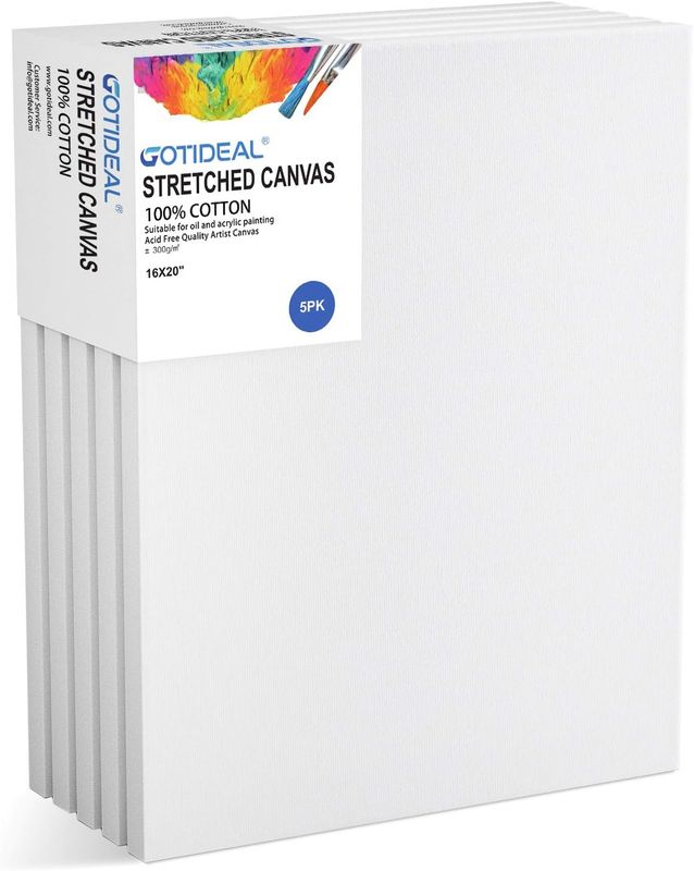 GOTIDEAL Set of 4, 16 inchx20 inch Stretched Canvas, White