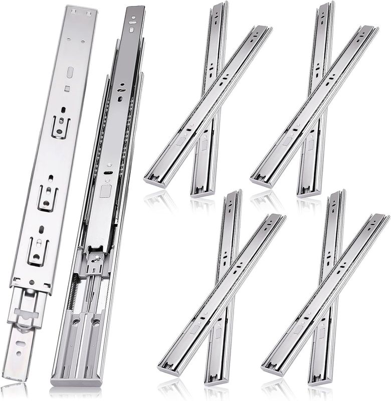 22 inch Drawer Slides 4 Pairs (8pcs) Soft Close 3 fold Full Extension Side Mount