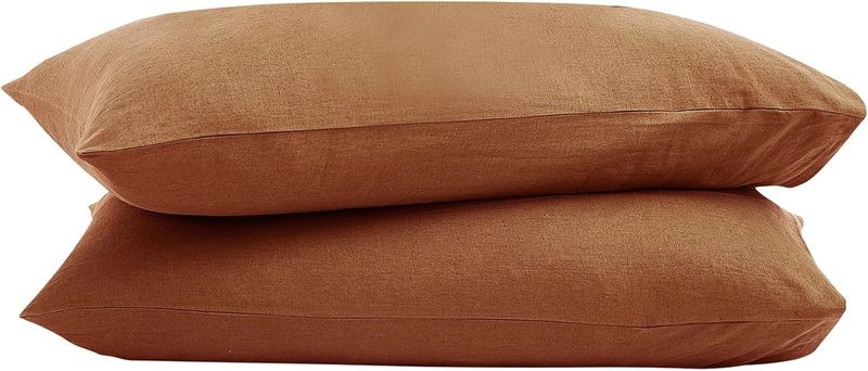 100% French Linen Pillowcase Set of 2, Breathable Envelope Closure Soft Linen