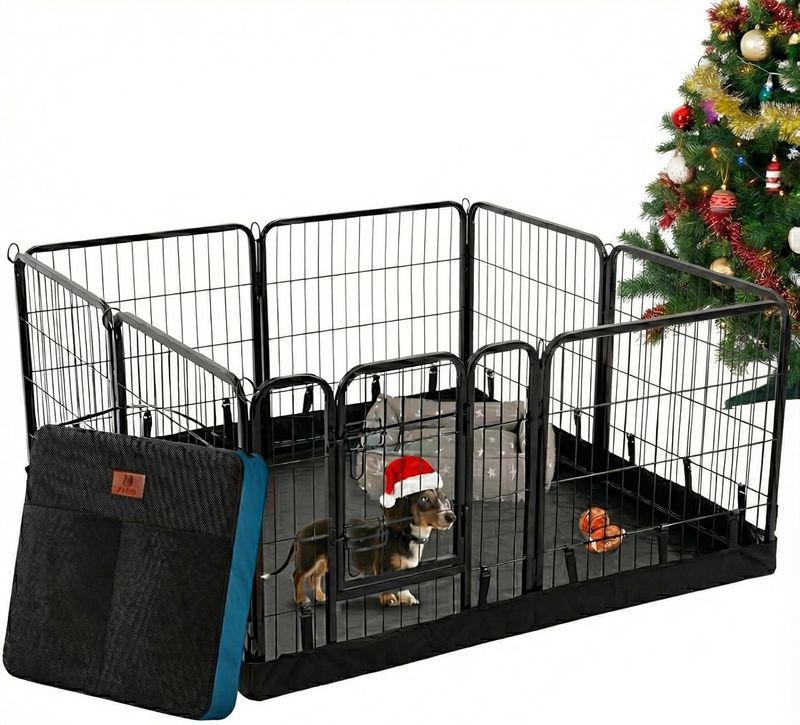 PJYuCien Dog Playpen Plus Storage Bag, 24 inchH 8Panels w/Square Bottom; In Orig Pkg