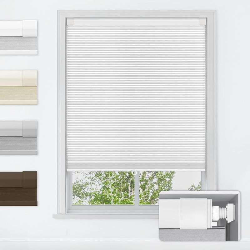 LazBlinds No Tools No Drill Cordless Cellular Shades, Blackout 27 inchW x 36 inchH White
