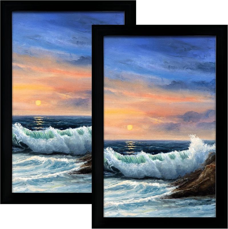 LUCKYLIFE 16x24 Black Frame, 2pk DAMAGED:Both Crack in Back; 1CrackAcrylicCorner