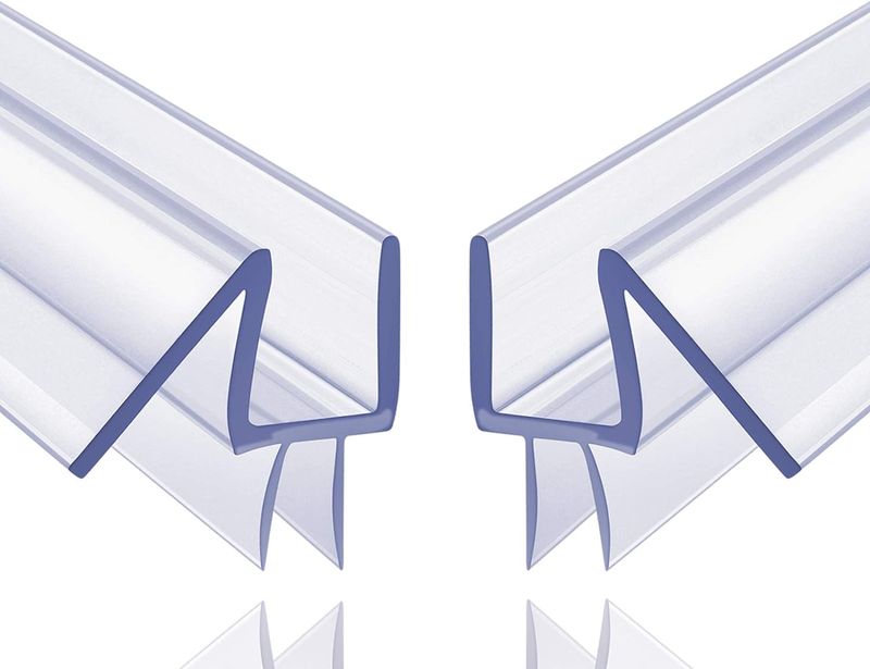 2pk Frameless Shower Door Bottom Seal for Glass Doors USED: 1 Was Cut Now=26/39 inch