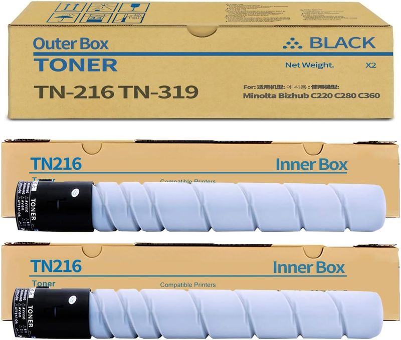 YOCOMOB TN-216 TN-319 TN216 TN319 Black 2 Toner Cartridge Comp for Konica ONLY 1
