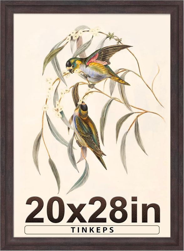 20x28 Picture Frame Walnut Brown w/Black Back Board, Curved Extra Wide Edges