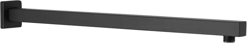 BESy 20 inch Straight Extended Shower Arm With Flange, Black