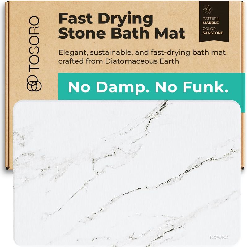 TOSORO 23.5 inchX15 inch Diatomaceous Earth Non-Slip Stone Shower Mat