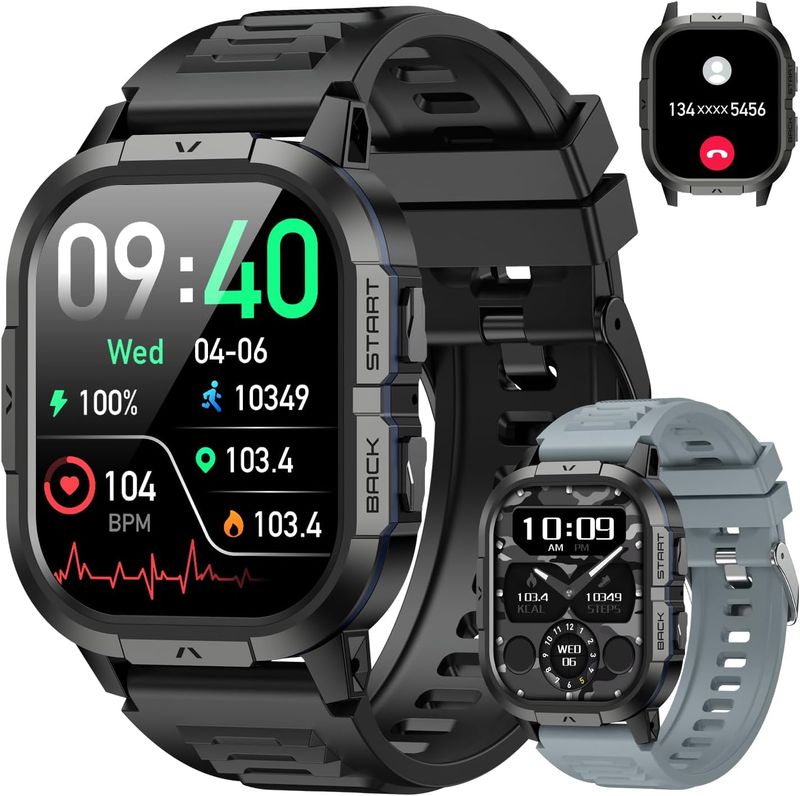 Smart Watch for Men Fitness Tracker: Waterproof Military Digital Mens Watches