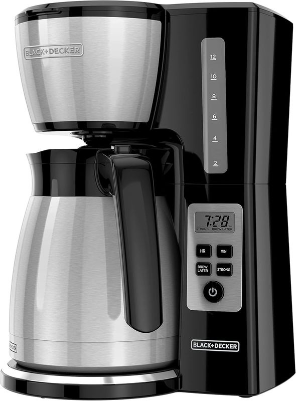 BLACK+DECKER 12Cup Thermal Coffee Maker DAMAGE: Cracked Carafe Beside Pour Spout